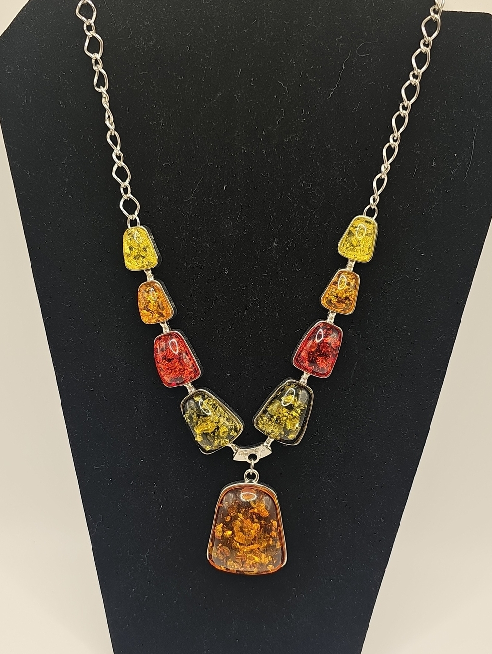 Multicolor Amber Like Pendant Necklace - Women Jewelry Lightweight